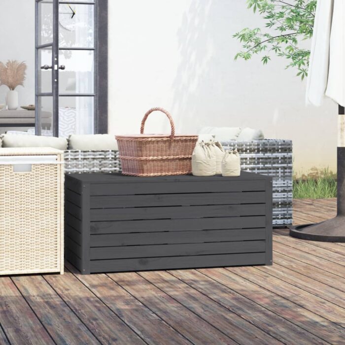 Boîte de jardin gris 101x50,5x46,5 cm bois massif de pin – Image 1