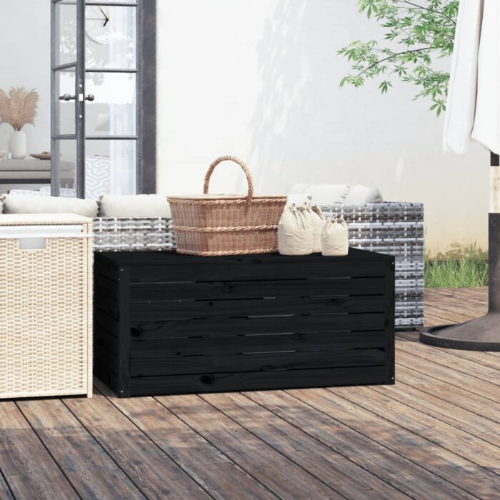 Boîte de jardin noir 101x50,5x46,5 cm bois massif de pin – Image 1