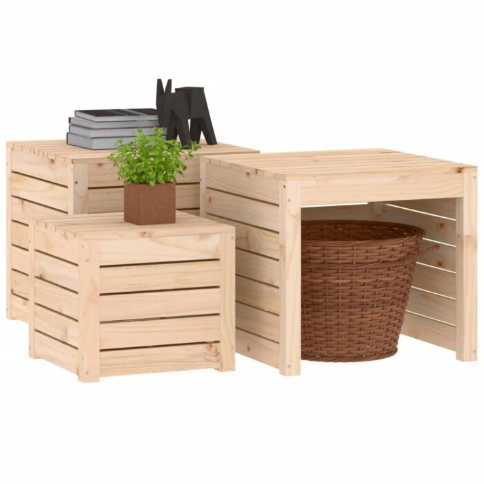 Ensemble de boîtes de jardin 3 pcs bois de pin massif – Image 2