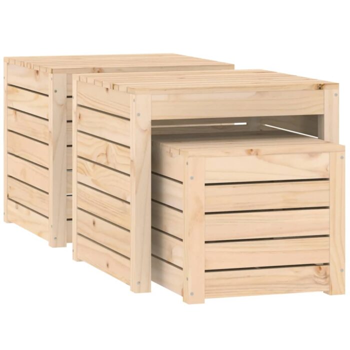 Ensemble de boîtes de jardin 3 pcs bois de pin massif – Image 3