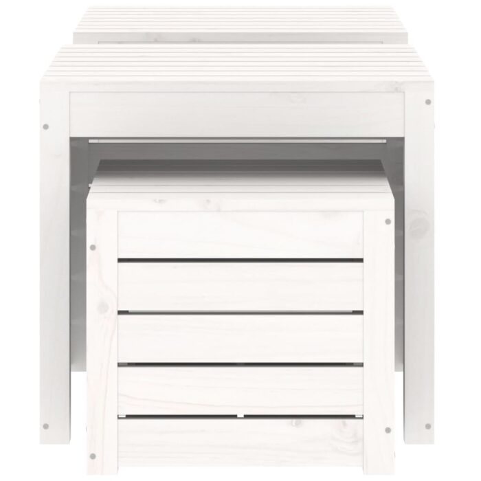 Ensemble de boîtes de jardin 3 pcs blanc bois de pin massif – Image 4