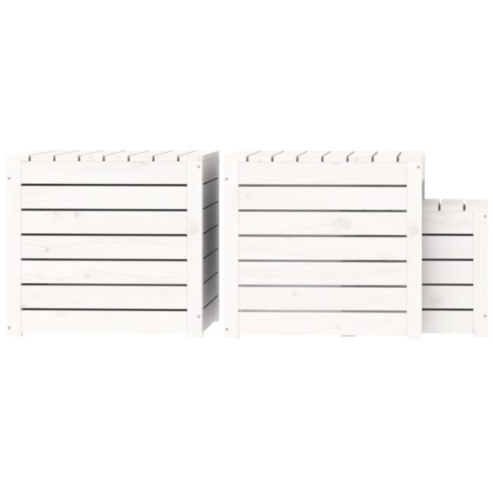Ensemble de boîtes de jardin 3 pcs blanc bois de pin massif – Image 5