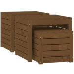 Ensemble de boîtes de jardin 3 pcs marron miel bois pin massif – Image 3
