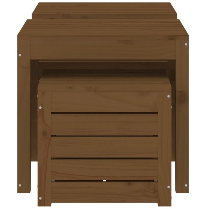 Ensemble de boîtes de jardin 3 pcs marron miel bois pin massif – Image 4