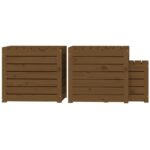 Ensemble de boîtes de jardin 3 pcs marron miel bois pin massif – Image 5