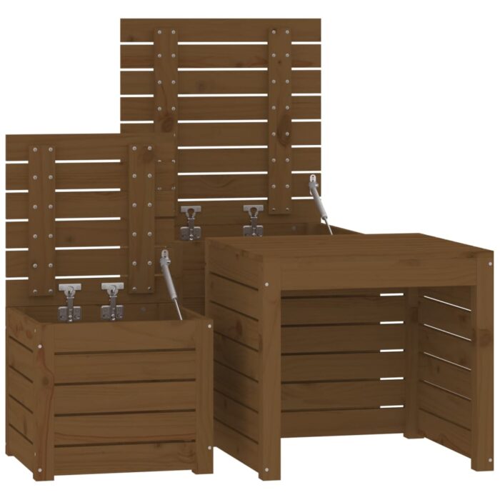 Ensemble de boîtes de jardin 3 pcs marron miel bois pin massif – Image 6