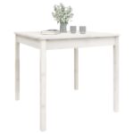 Table de jardin blanc 82,5x82,5x76 cm bois massif de pin – Image 2