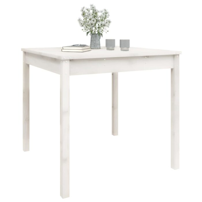 Table de jardin blanc 82,5x82,5x76 cm bois massif de pin – Image 2