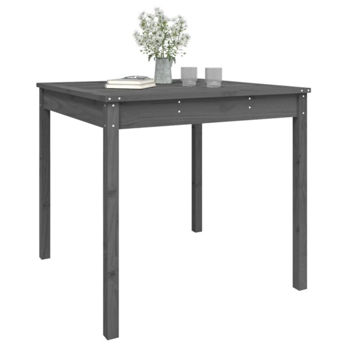 Table de jardin gris 82,5x82,5x76 cm bois massif de pin – Image 2