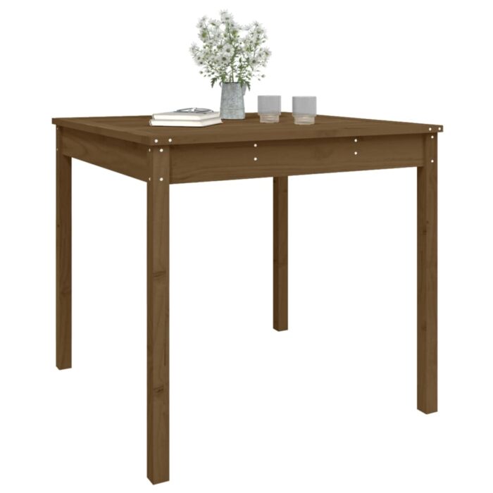 Table de jardin marron miel 82,5x82,5x76 cm bois massif de pin – Image 2