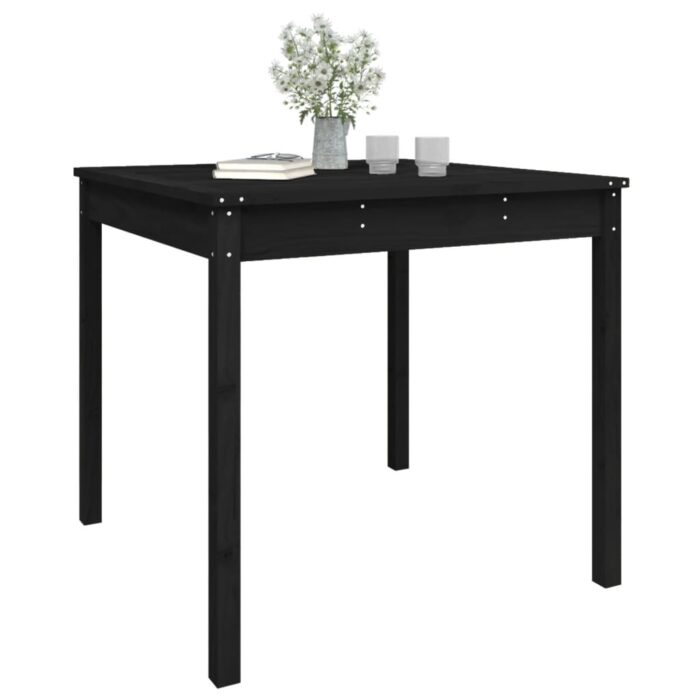 Table de jardin noir 82,5x82,5x76 cm bois massif de pin – Image 2