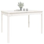 Table de jardin blanc 121x82,5x76 cm bois massif de pin – Image 2