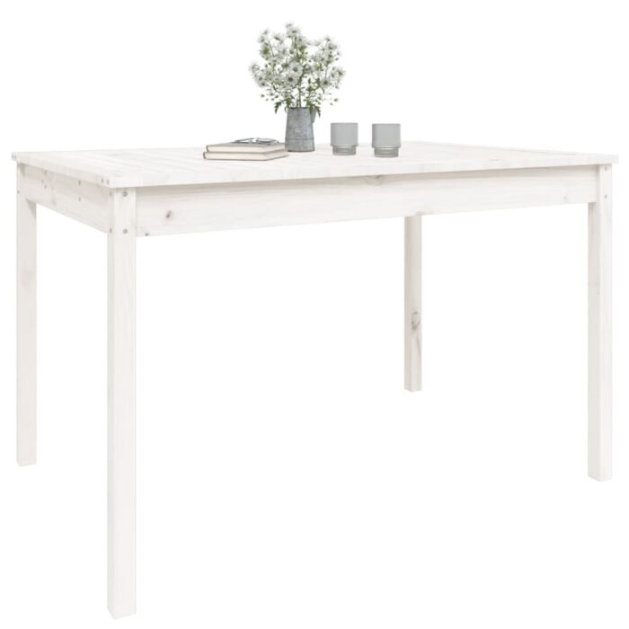 Table de jardin blanc 121x82,5x76 cm bois massif de pin – Image 2