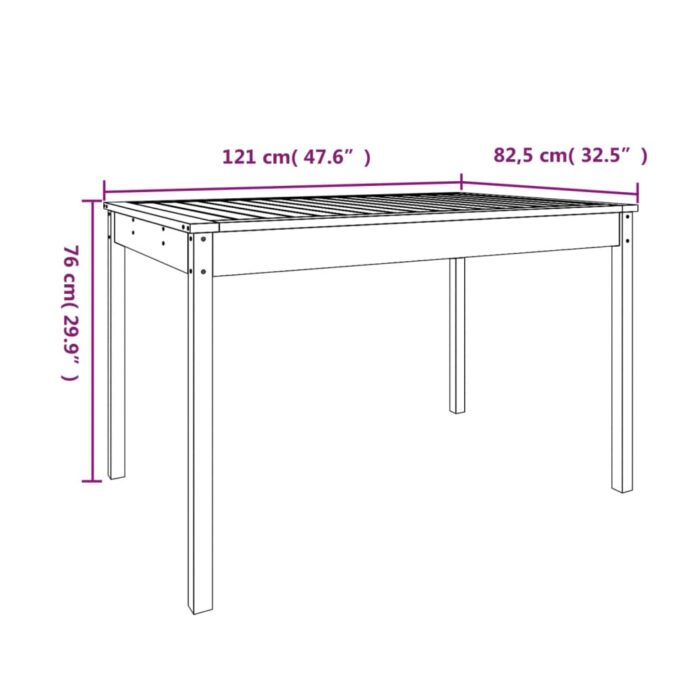 Table de jardin 121x82,5x76 cm bois massif de douglas – Image 6