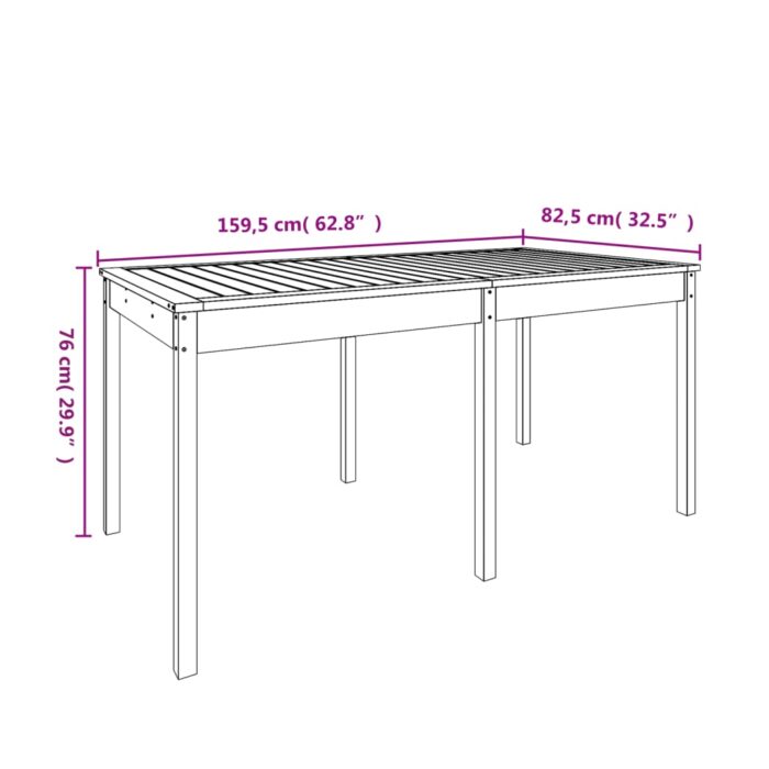 Table de jardin 159,5x82,5x76 cm bois massif de pin – Image 6
