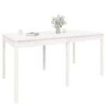 Table de jardin blanc 159,5x82,5x76 cm bois massif de pin – Image 2