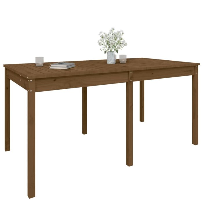 Table de jardin marron miel 159,5x82,5x76 cm bois massif de pin – Image 2