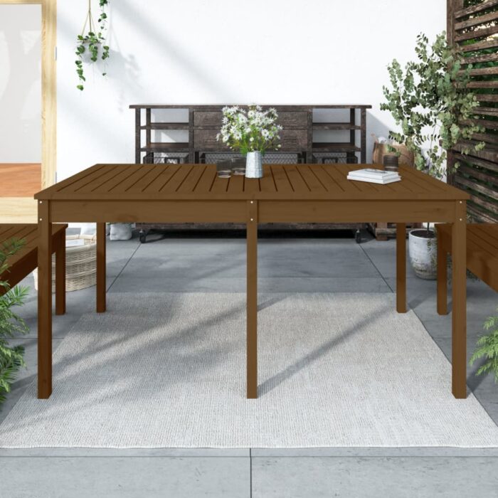 Table de jardin marron miel 159,5x82,5x76 cm bois massif de pin – Image 1