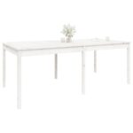 Table de jardin blanc 203,5x100x76 cm bois massif de pin – Image 2