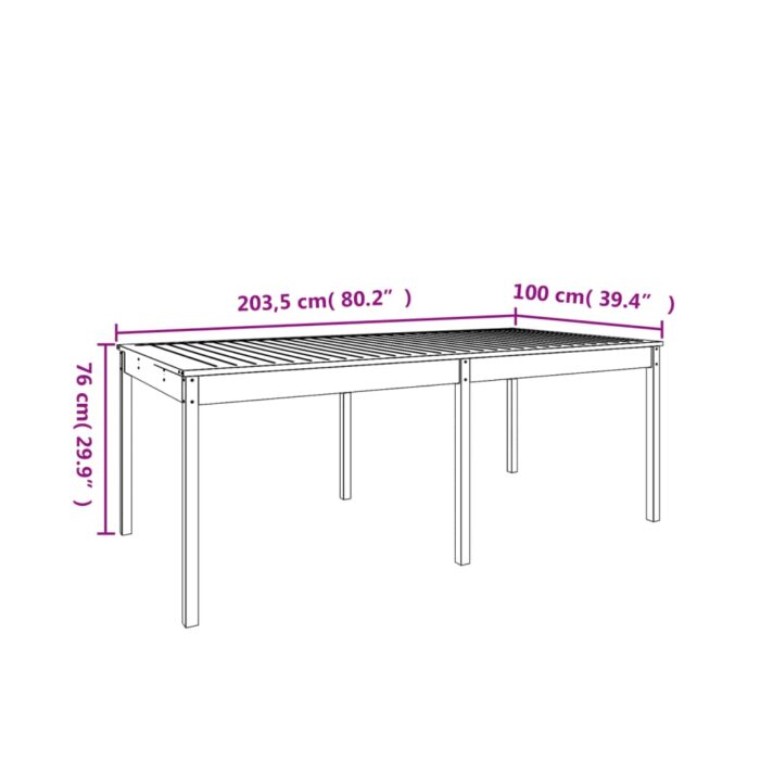 Table de jardin marron miel 203,5x100x76 cm bois massif de pin – Image 6