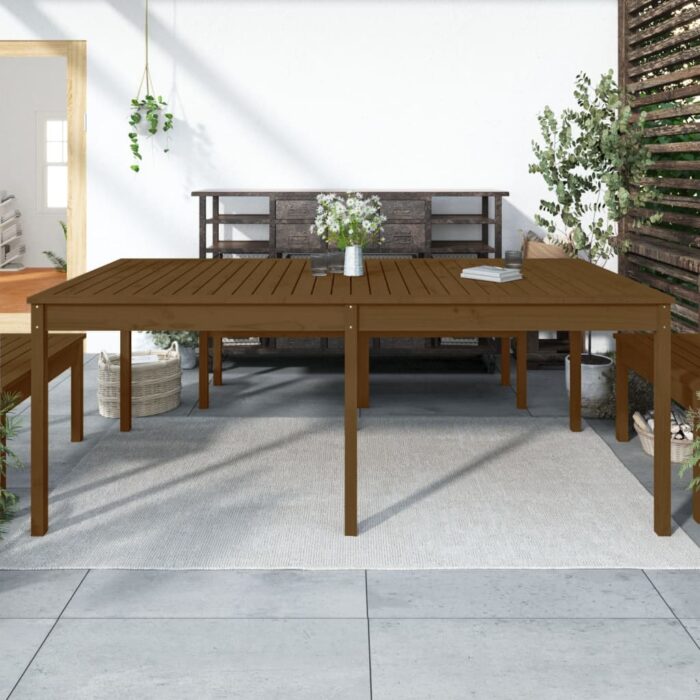 Table de jardin marron miel 203,5x100x76 cm bois massif de pin – Image 1
