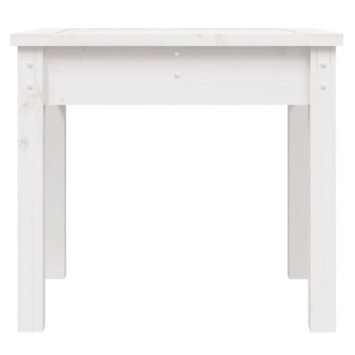 Banc de jardin blanc 50x44x45 cm bois massif de pin – Image 2