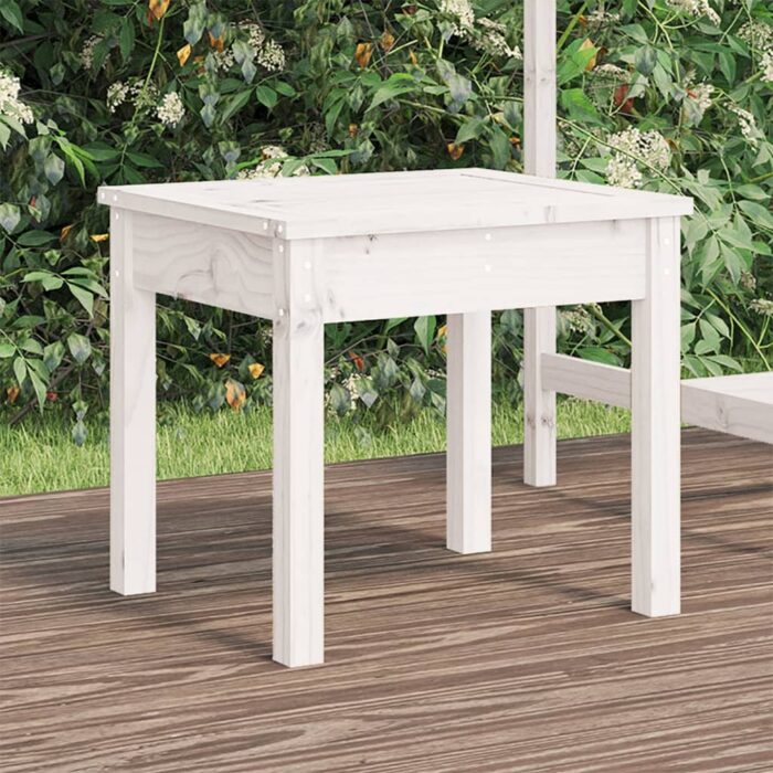 Banc de jardin blanc 50x44x45 cm bois massif de pin – Image 1