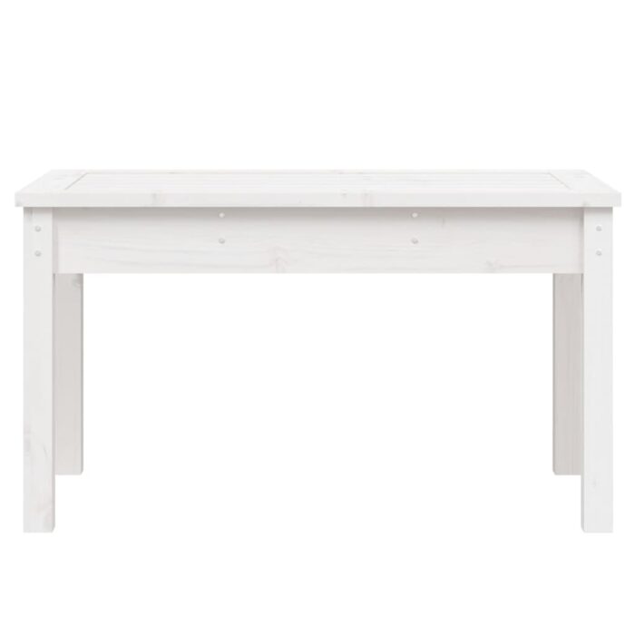 Banc de jardin blanc 80x44x45 cm bois massif de pin – Image 2