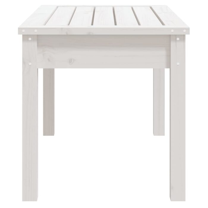 Banc de jardin blanc 80x44x45 cm bois massif de pin – Image 3