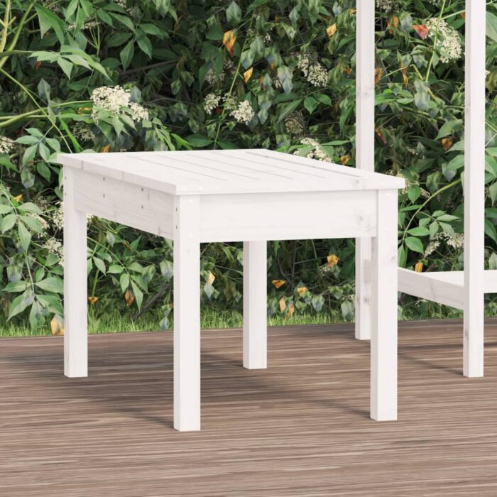 Banc de jardin blanc 80x44x45 cm bois massif de pin – Image 1