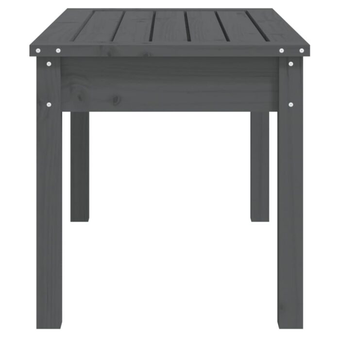 Banc de jardin gris 80x44x45 cm bois massif de pin – Image 3
