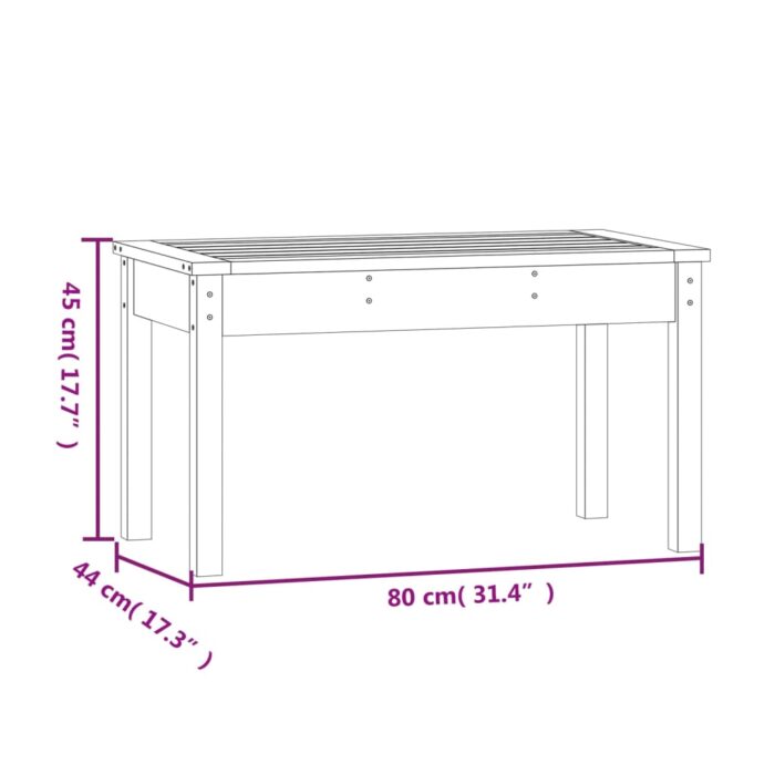 Banc de jardin marron miel 80x44x45 cm bois de pin massif – Image 6