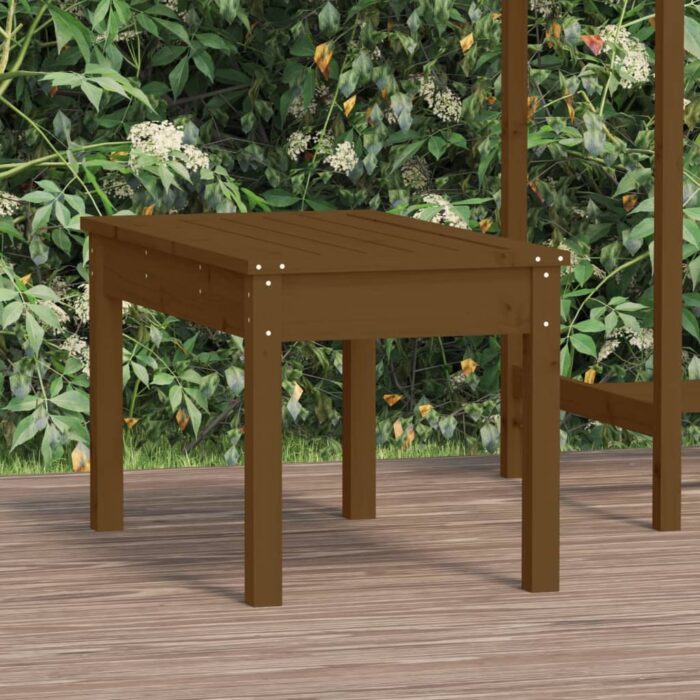 Banc de jardin marron miel 80x44x45 cm bois de pin massif – Image 1