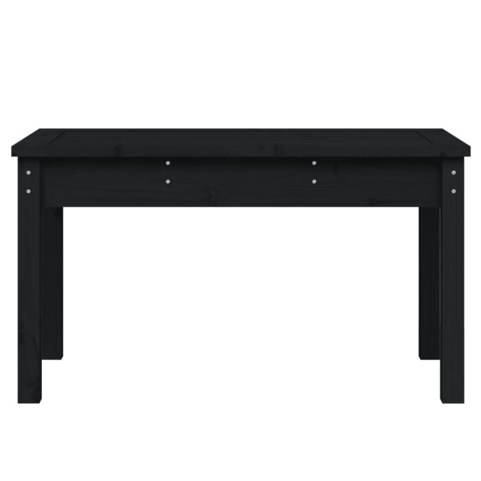 Banc de jardin noir 80x44x45 cm bois massif de pin – Image 2