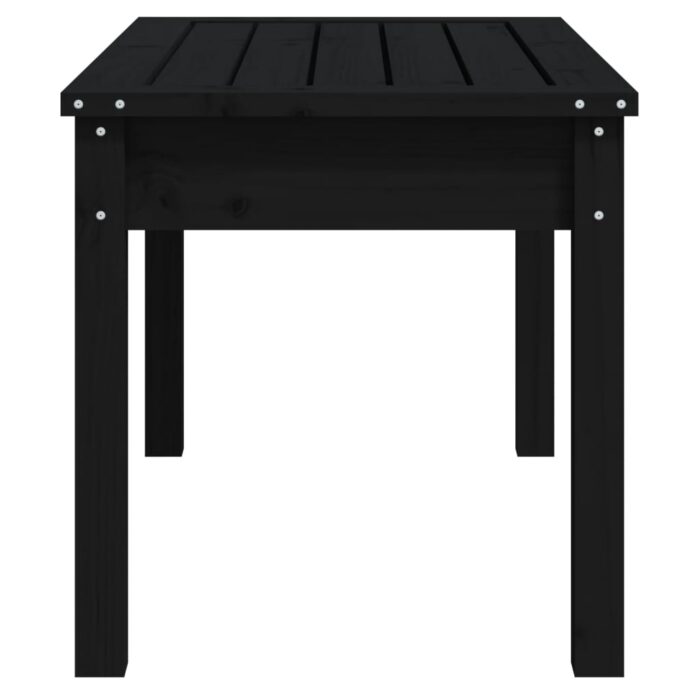Banc de jardin noir 80x44x45 cm bois massif de pin – Image 3