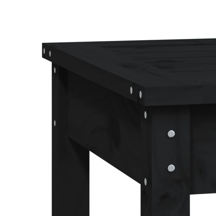 Banc de jardin noir 80x44x45 cm bois massif de pin – Image 4