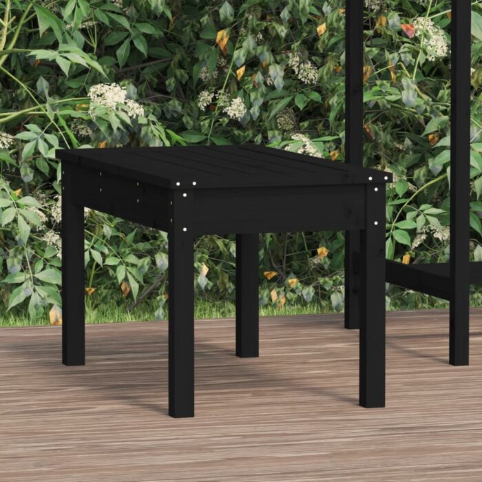Banc de jardin noir 80x44x45 cm bois massif de pin – Image 1