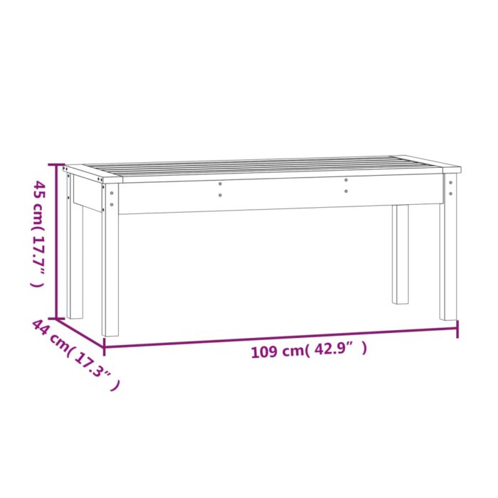 Banc de jardin noir 109x44x45 cm bois massif de pin – Image 6