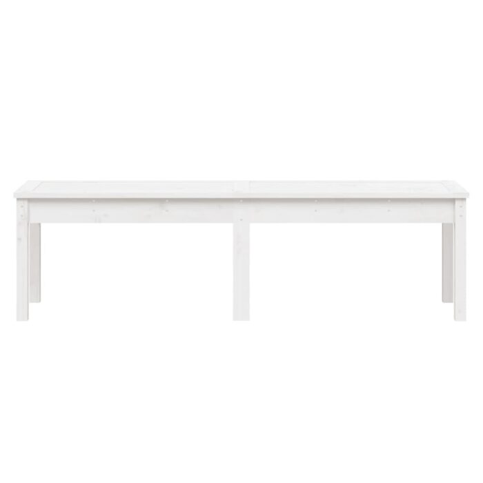 Banc de jardin à 2 places blanc 159,5x44x45 cm bois massif pin – Image 2