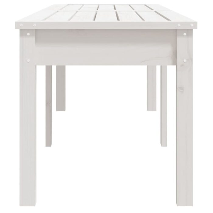 Banc de jardin à 2 places blanc 159,5x44x45 cm bois massif pin – Image 3
