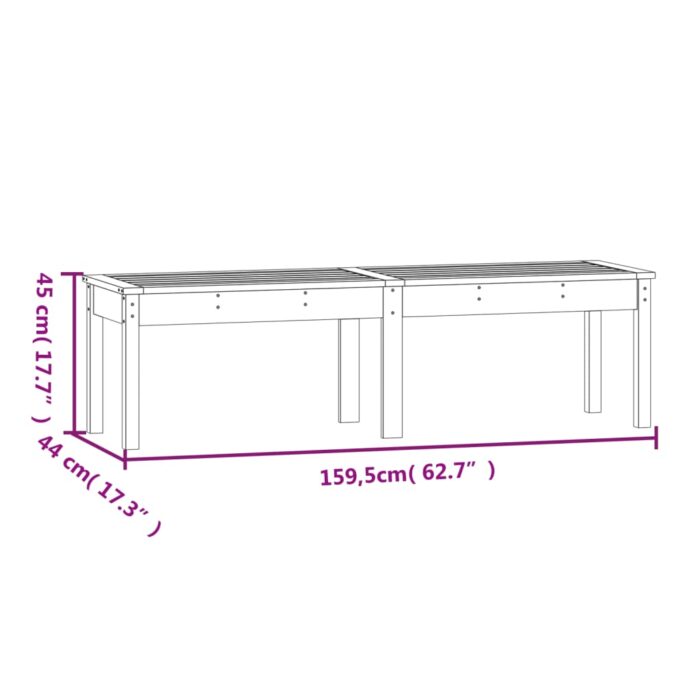 Banc de jardin à 2 places blanc 159,5x44x45 cm bois massif pin – Image 6