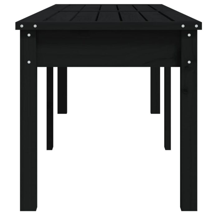 Banc de jardin à 2 places noir 159,5x44x45cm bois massif de pin – Image 3