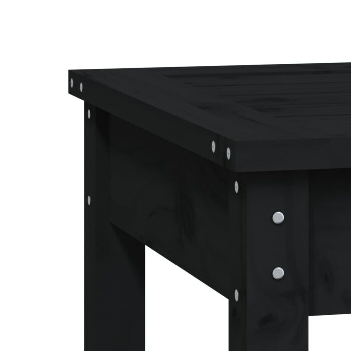 Banc de jardin à 2 places noir 159,5x44x45cm bois massif de pin – Image 4