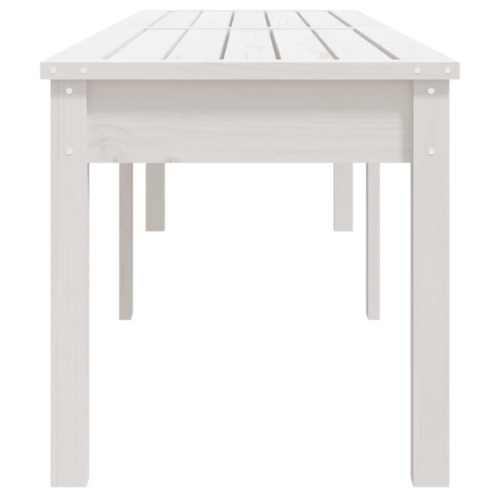 Banc de jardin à 2 places blanc 203,5x44x45 cm bois massif pin – Image 3