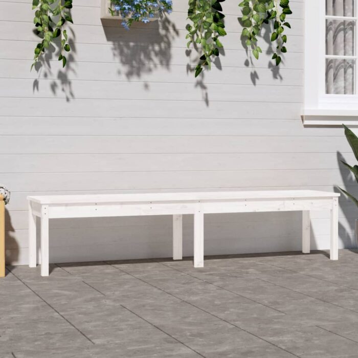 VXL8720845691431_m_en_hd_1.jpg Banc de jardin à 2 places blanc 203,5x44x45 cm bois massif pin – Image 1
