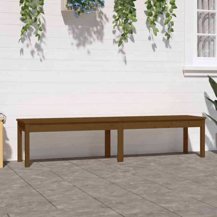 Banc de jardin à 2 places marron miel 203,5x44x45cm bois de pin – Image 1