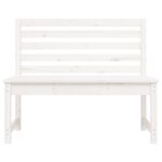 Banc de jardin blanc 109 cm bois massif de pin – Image 2