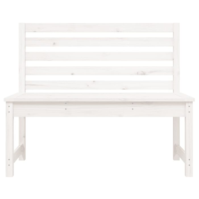 Banc de jardin blanc 109 cm bois massif de pin – Image 2