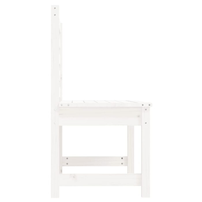 Banc de jardin blanc 109 cm bois massif de pin – Image 3