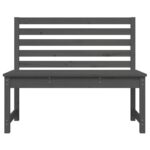 Banc de jardin gris 109 cm bois massif de pin – Image 2